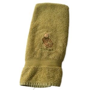 Harrods London Great Britain England Hand Towel Bear Bow Tie Metal Ochre Yellow
